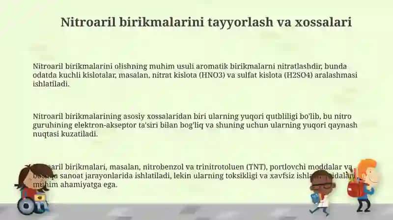 Nitroaril birikmalarini tayyorlash va xossalari 3