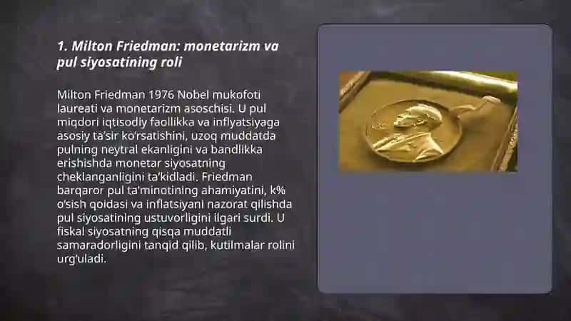 Milton Friedman: monetarizm va pul siyosatining roli 3