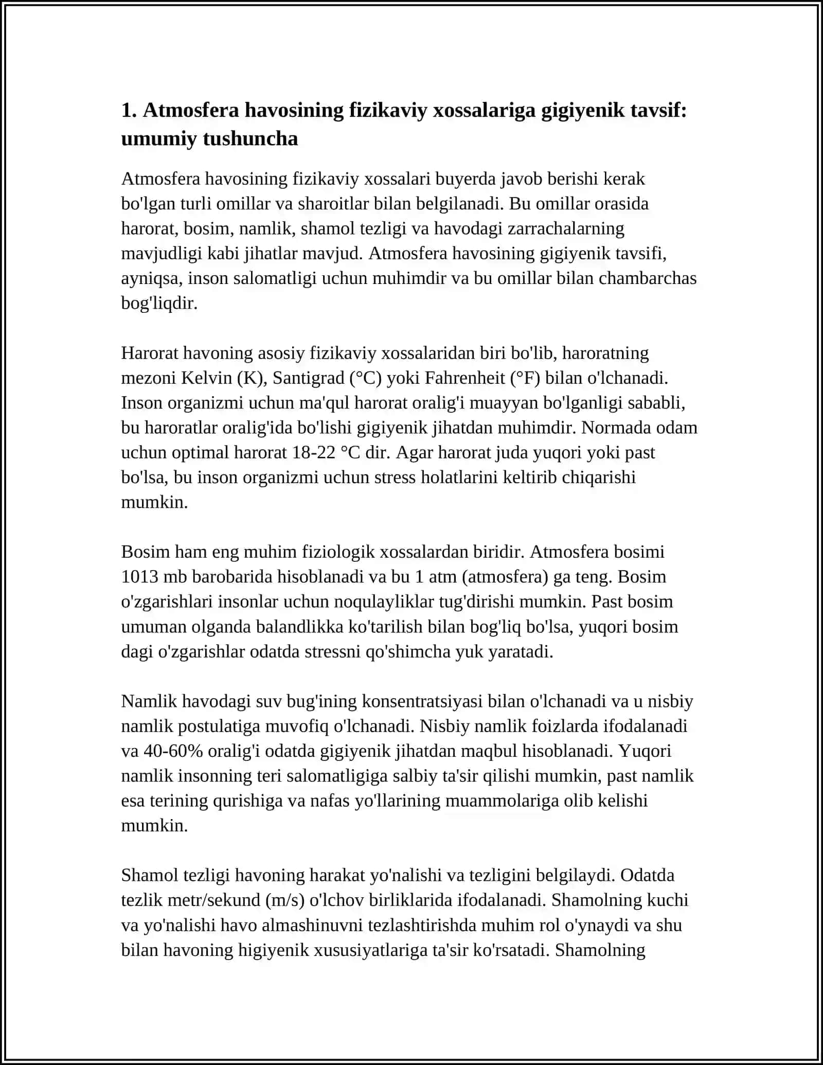ATMASFERA HAVOSINING FIZIKAVIY XOSSALARIGA GIGIYENIK TARIF 3