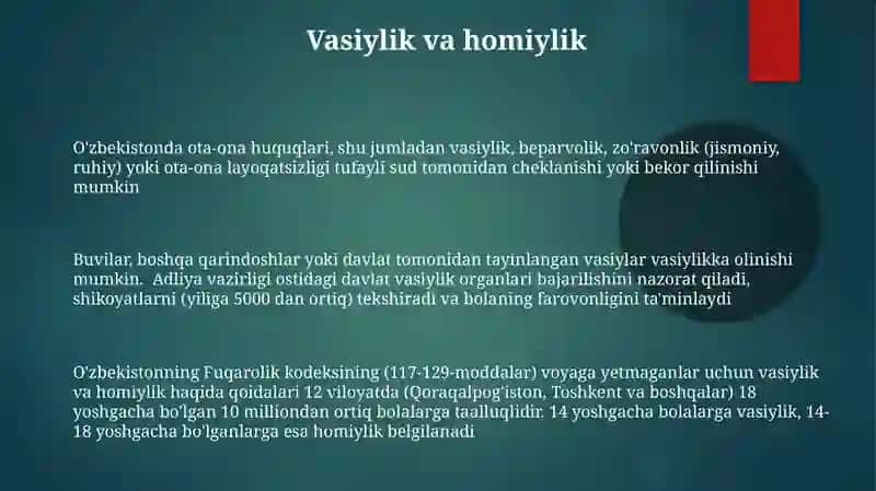 O'zbekistonda voyaga yetmagan fuqarolarning muomala layoqatining mazmuni 3