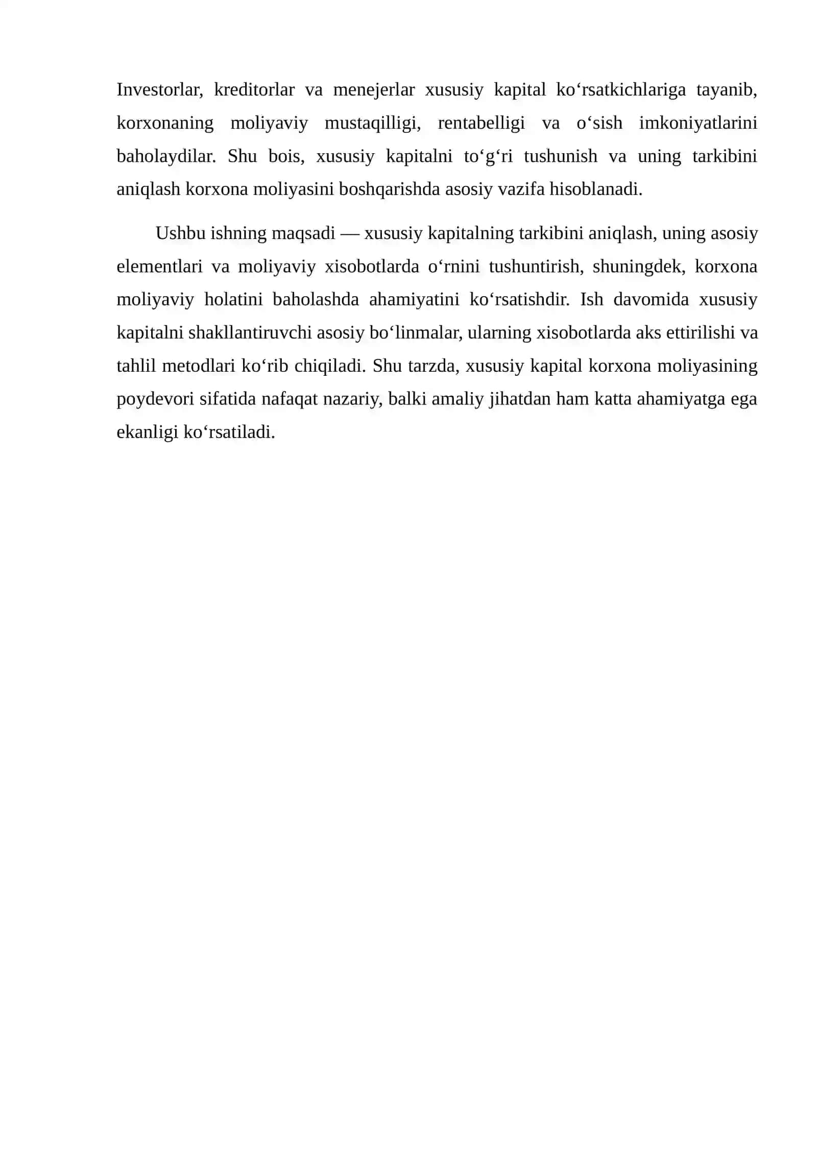 XUSUSIY KAPITAL TARKIBI VA UNING XISOBOTDAGI O‘RNI 3