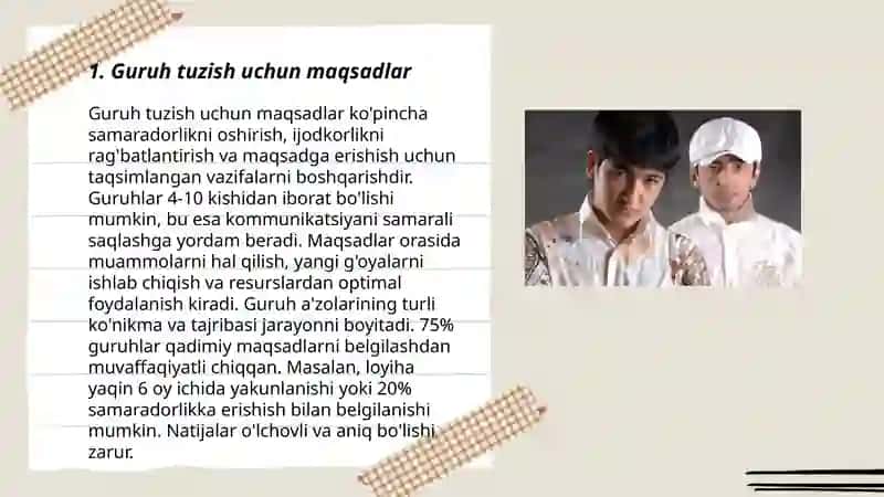 Guruh tuzishning detirmentlari 3