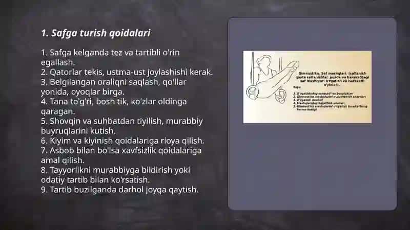 Saf umum rivojlantiruvchi mashqlar gimnastika atamalari 3