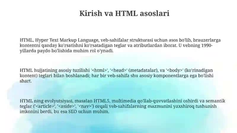 Web sahifa yaratish. HTML fayllar yaratish 3