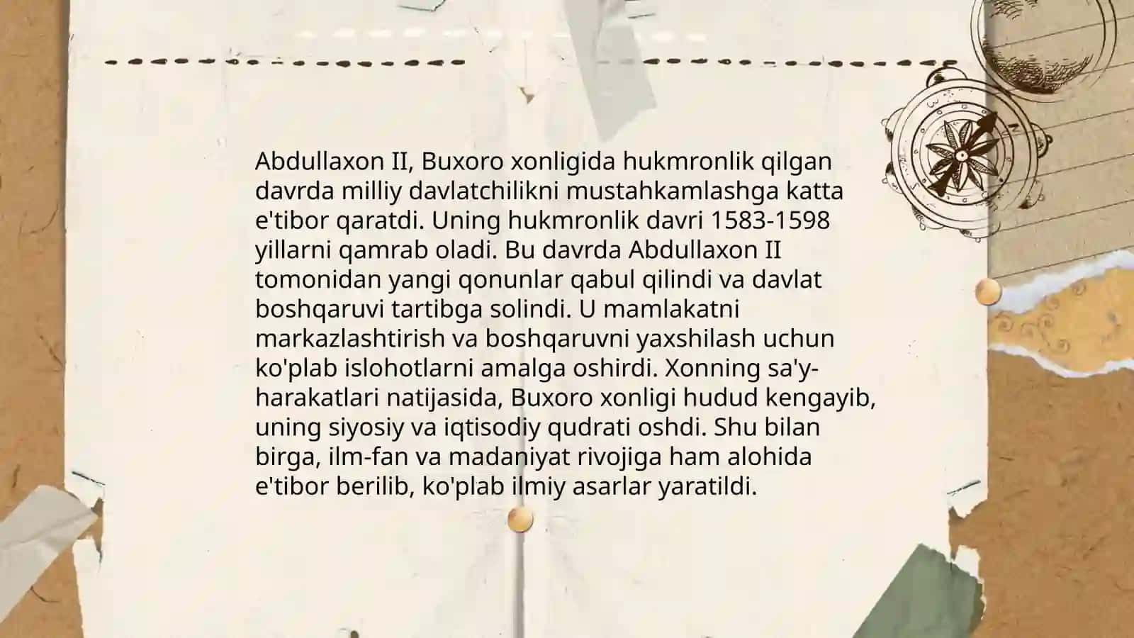 Abdullaxon II ning milliy davlatchilik me'yorlari 3