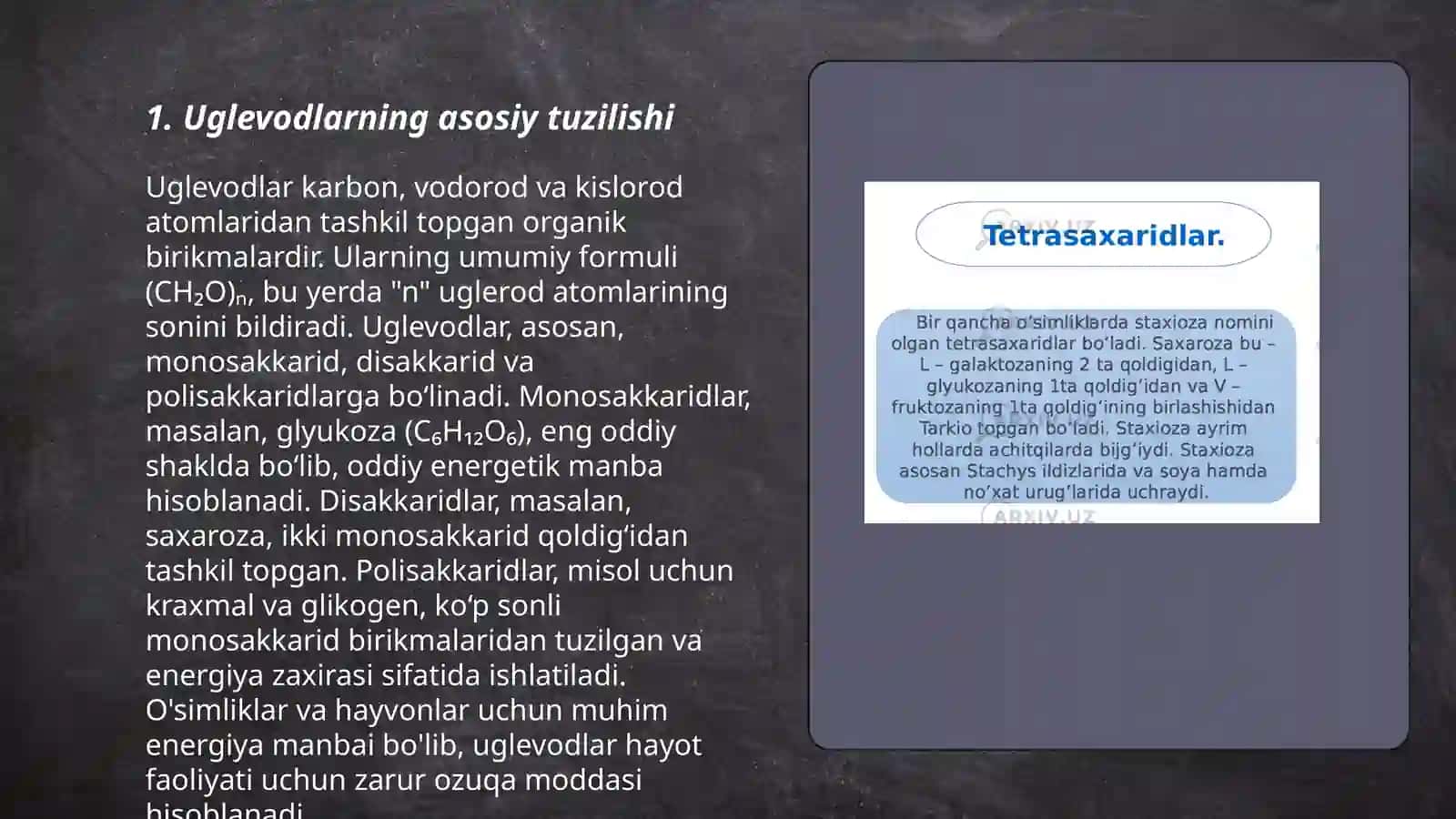 Uglevodlar tuzilishi va ishlatilishi 3
