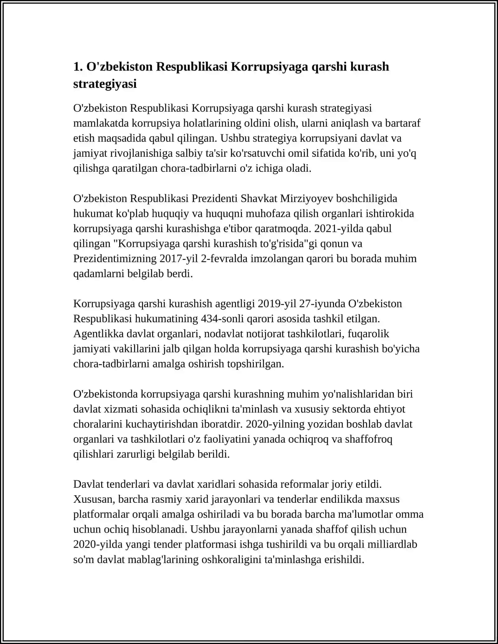 OʻZBEKISTON RESPUBLIKASIDA KORRUPSIYAGA QARSHI KURASH CHORA TADBIRLARI 3