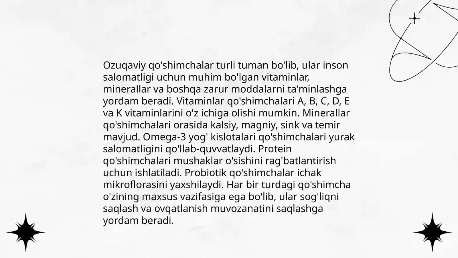 Ozuqaviy qo'shimchalar ta'sirini fiziologik baholash 3