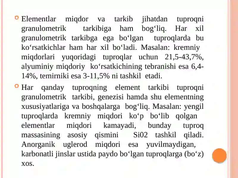 Tuproqdagi alyuminiy, kremniy kislotalari va birikmalari 3