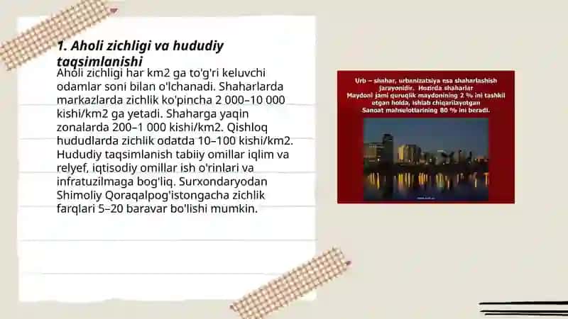 Aholi joylashuvi va urbanizatsiya 3