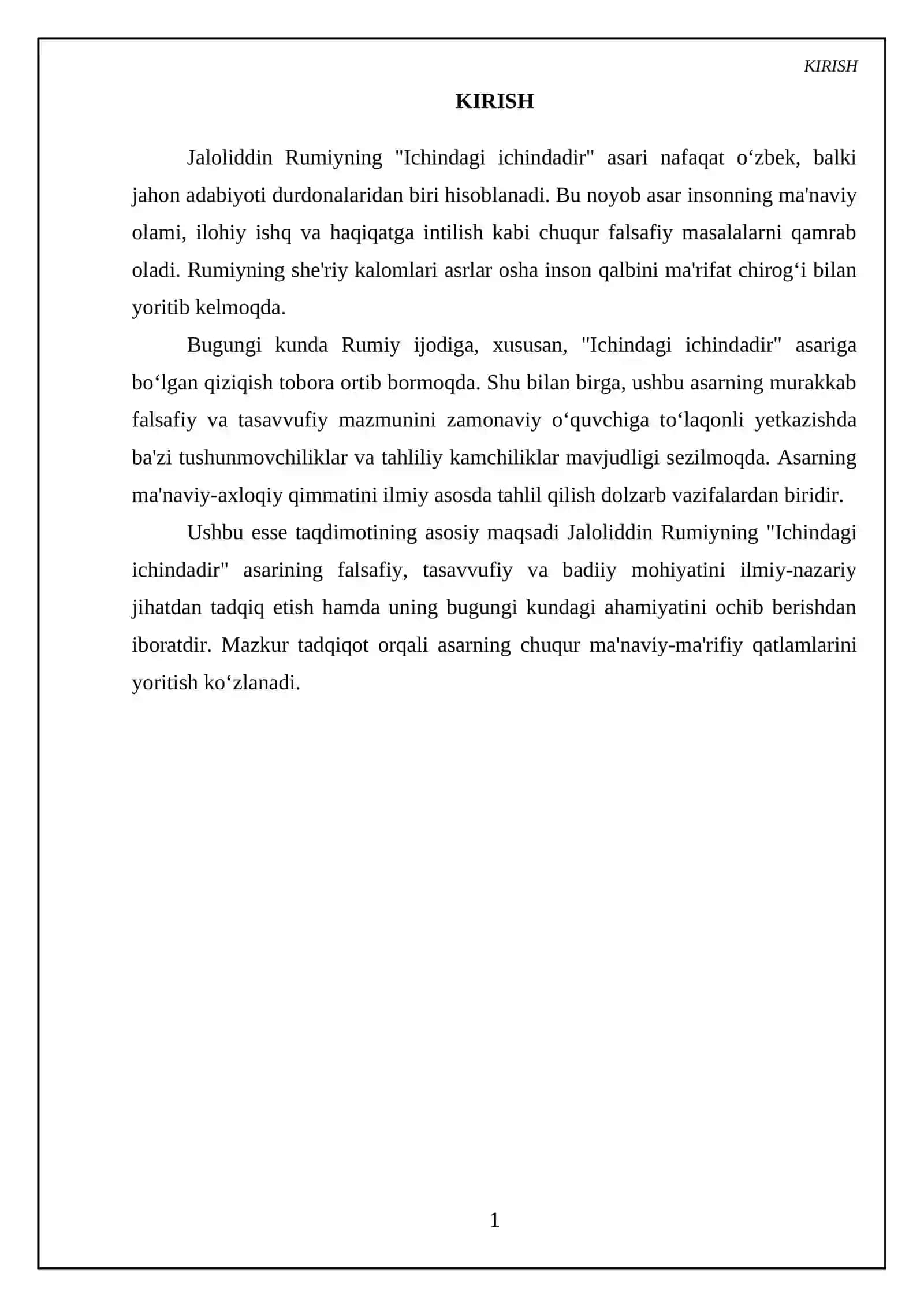 J.Rumiyning “Ichingdagi ichindadir” asari bo‘yicha esse taqdimoti 3