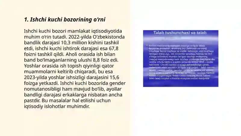 Ishchi kuchi bozori va unga bo‘lgan talab va taklif 3