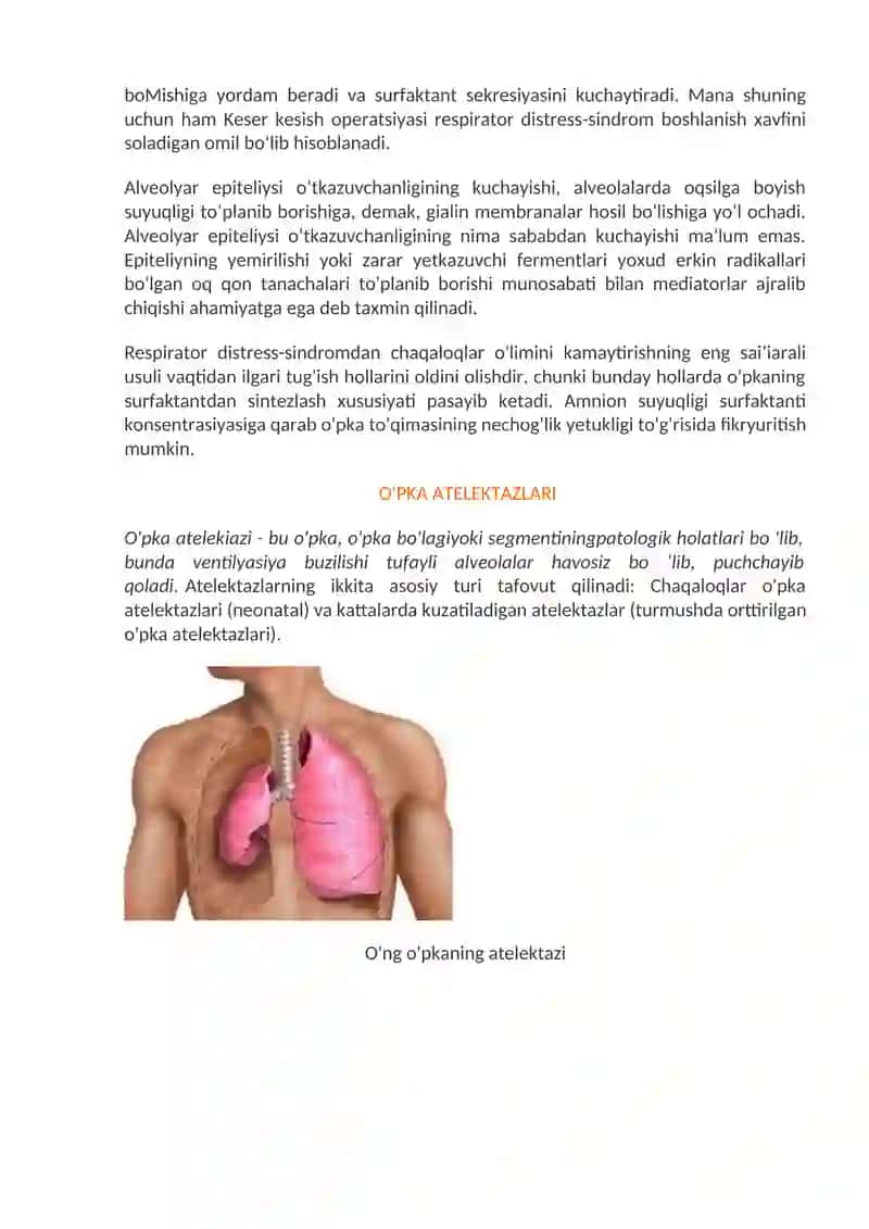 O'PKA PATOLOGIYASI. RESPIRATOR DISTRESS-SINDROM 3