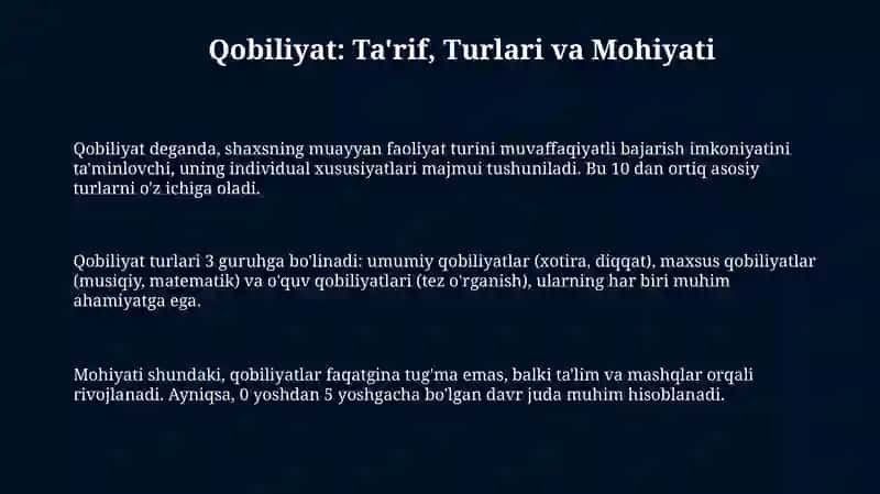 Qobiliyat va uning rivojlanishi 3