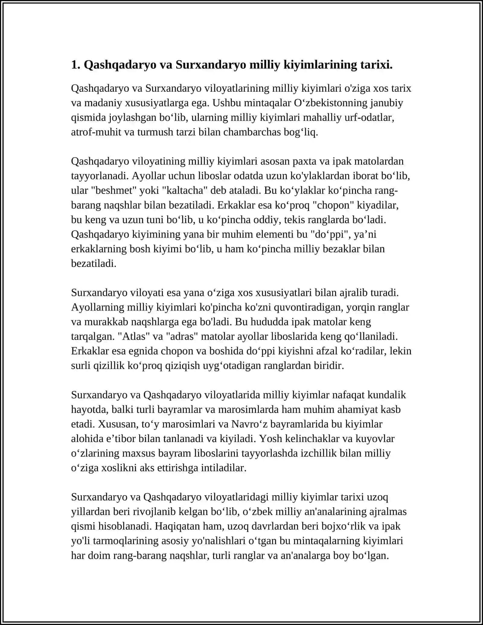 QASHQADARYO-SURXANDARYO MILLIY KASTYUMI TARIXI 3