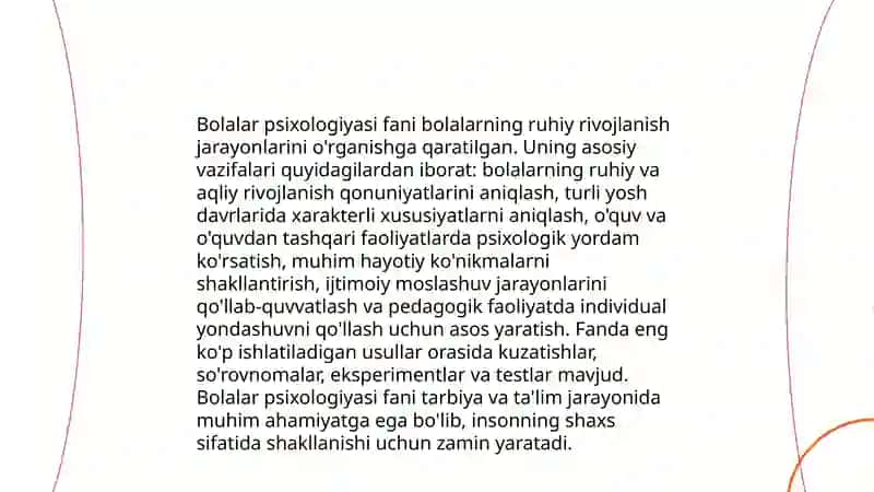 Bolalar psixalogiyasi fanining pretmeti vazifalari 3