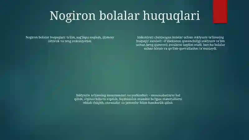 Imkoniyati Cheklangan Bolalarni Ta'Limga Jalb Etishning Huquqiy Asoslari 3