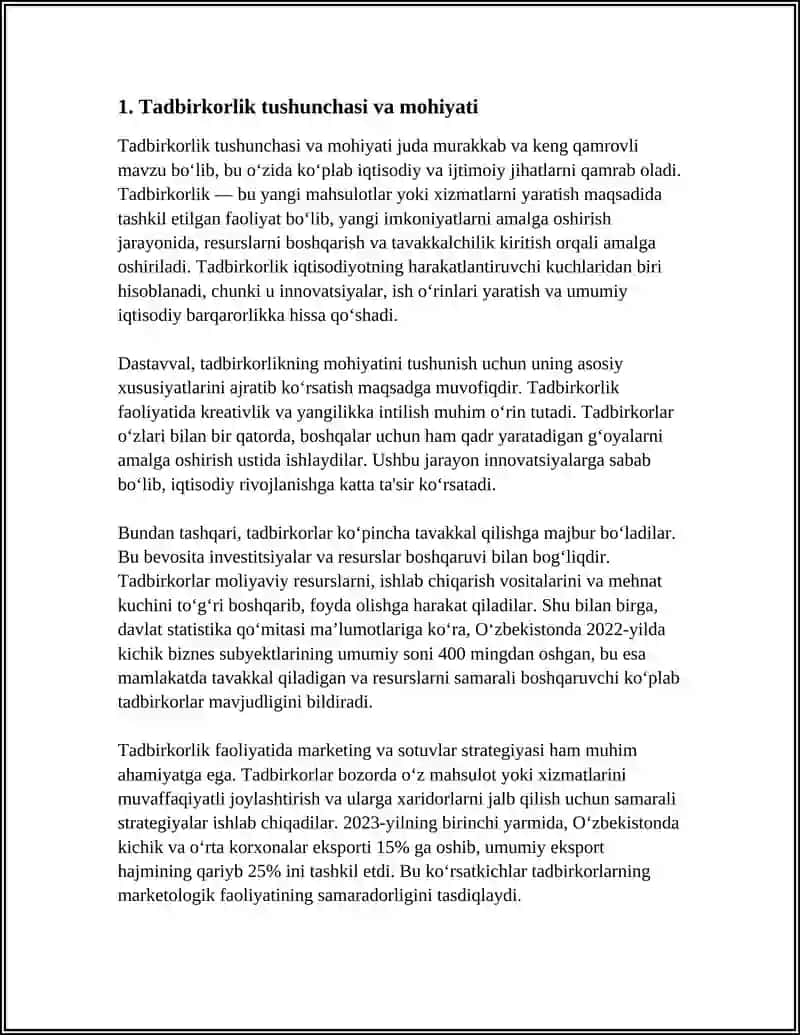 TADBIRKORLIK FAOLIYATI VA TADBIRKORLIK KAPITALI 3