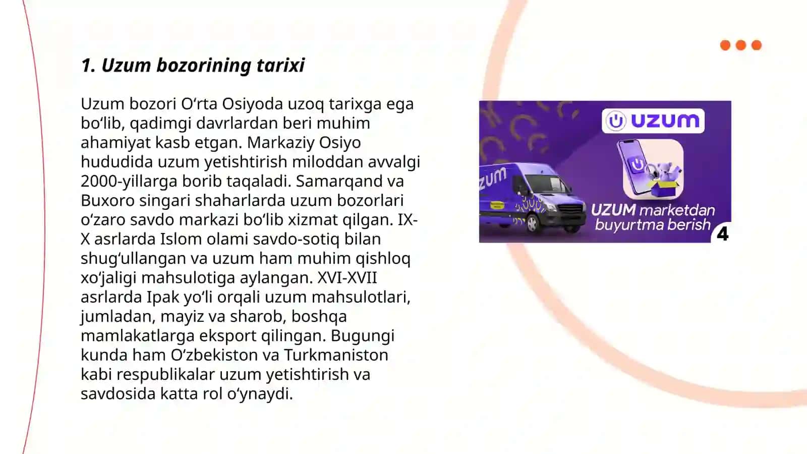 Uzum bozorining tarixi va rivojlanishi, Iqtisodiy Rivoji va Rivojlanishiga Ta'sir Etuvchi Omillari 3