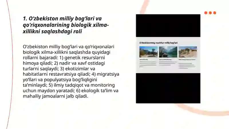 Oʻzbekistonning milliy bogʻlar va qoʻriqxonalarining ekologik ahamiyati 3