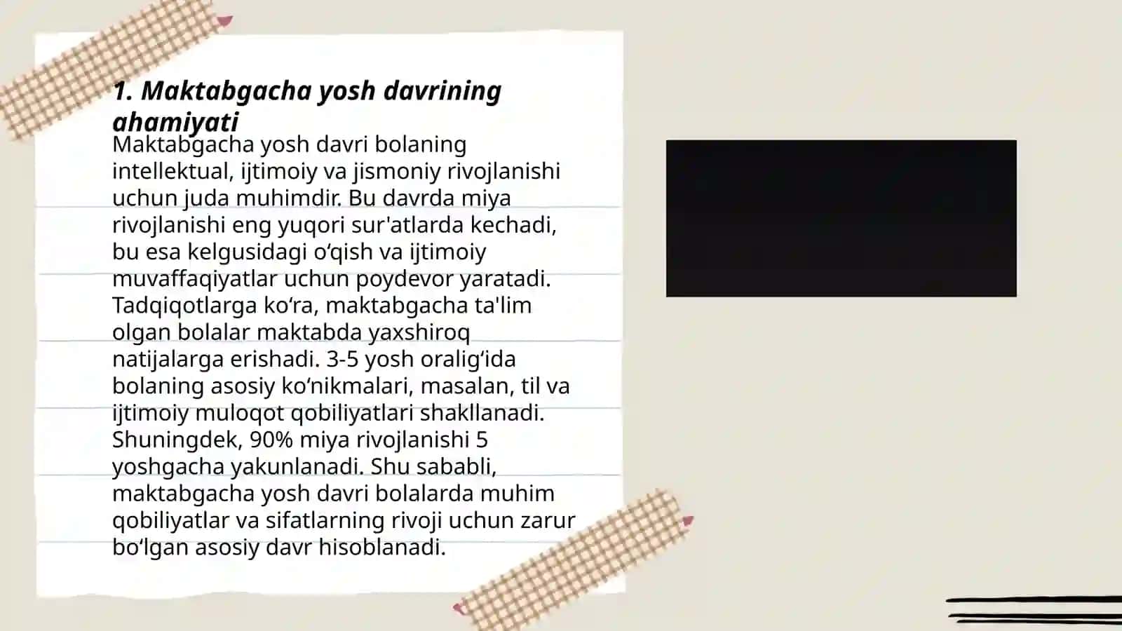 Maktanbgacha yosh davri haqida tushuncha bering 3