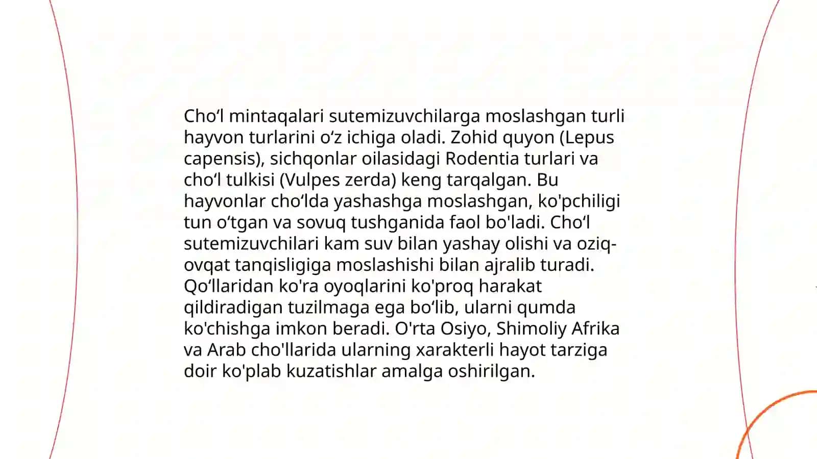 Choʻl mintaqasi faunasining tarkibi 3