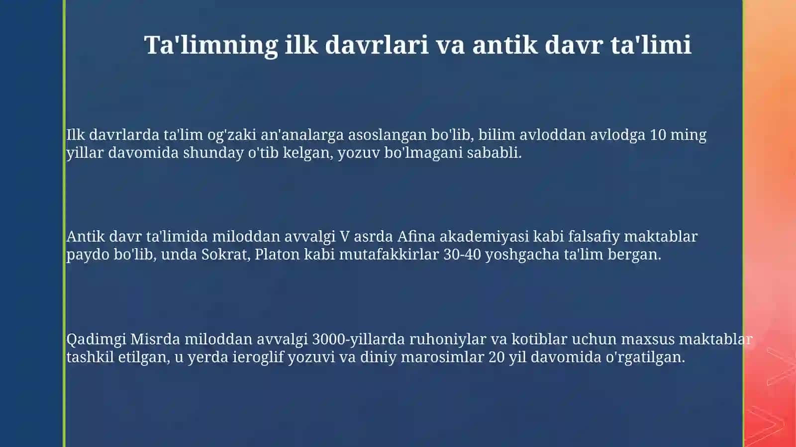 Trening rivojlanish tarixi 3