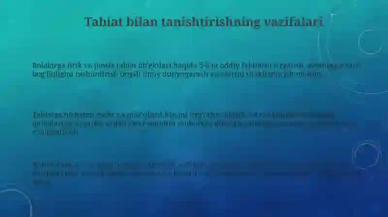 Maktabgacha yoshdagi bolalarni tabiat bilan tanishtirish vazifalari va metodlari 3