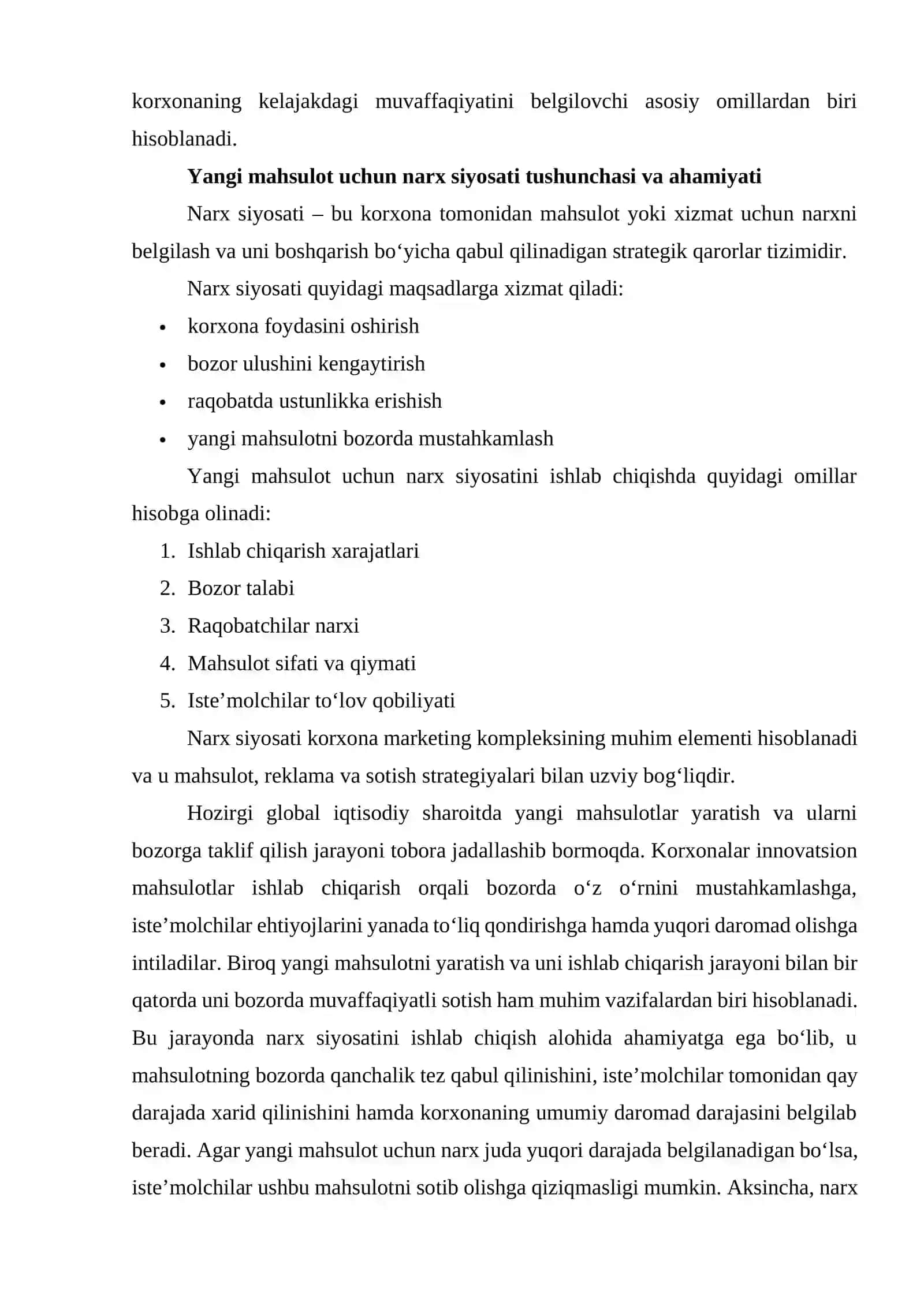 YANGI MAHSULOT UCHUN NARX SIYOSATINI ISHLAB CHIQISH: MUAMMONI ANIQLASH VA LOYIHA SHAKLIDA YECHIM TAYYORLASH 3