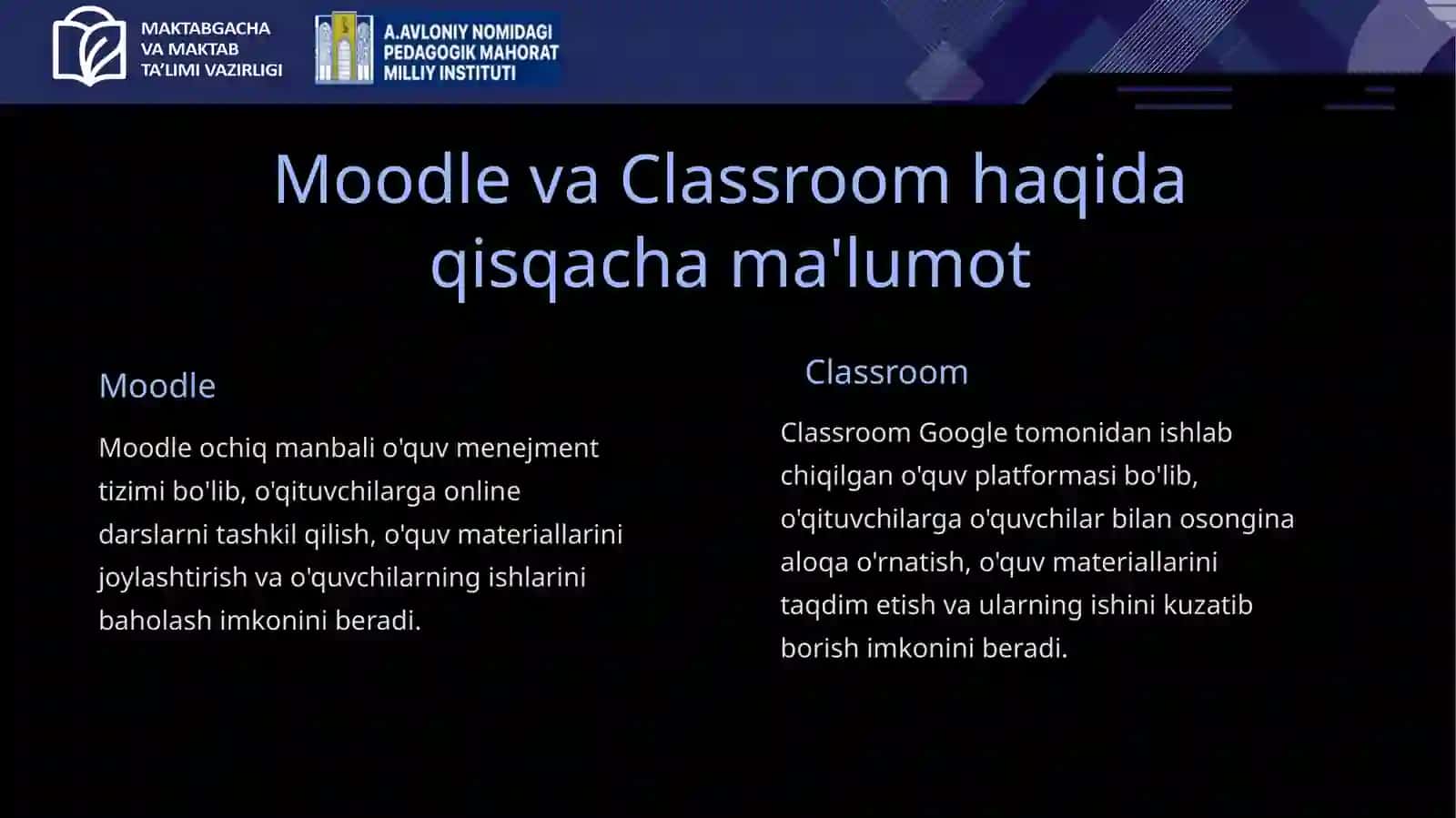 Moodle va Classroom haqida qisqacha ma'lumot 3