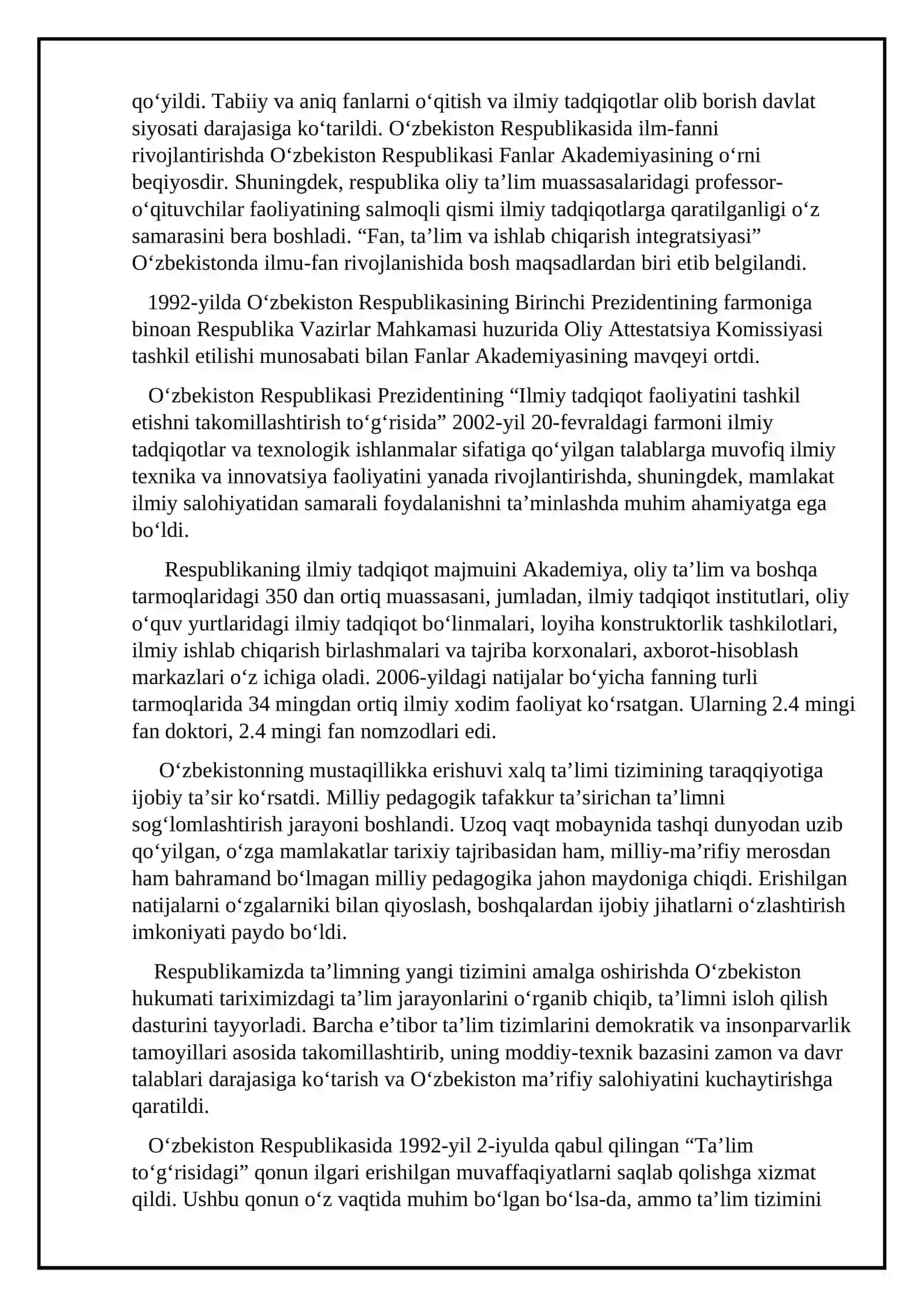 O‘zbekiston Respublikasida Taʼlim Sphasida Amalga Oshirilgan Ishlotlar 3