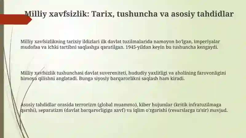 Milliy Xafsizlik Ta'minlash Borasida Amalga Oshirilgan Ishlar 3