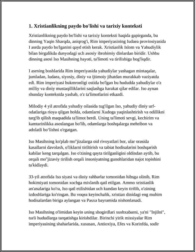 Xristianlikning PAYDO BO'LISHI, AQIDALARI, ASOSIY YO'NALISHLARI, TA'LIMOTLARI VAMANBALARI 3