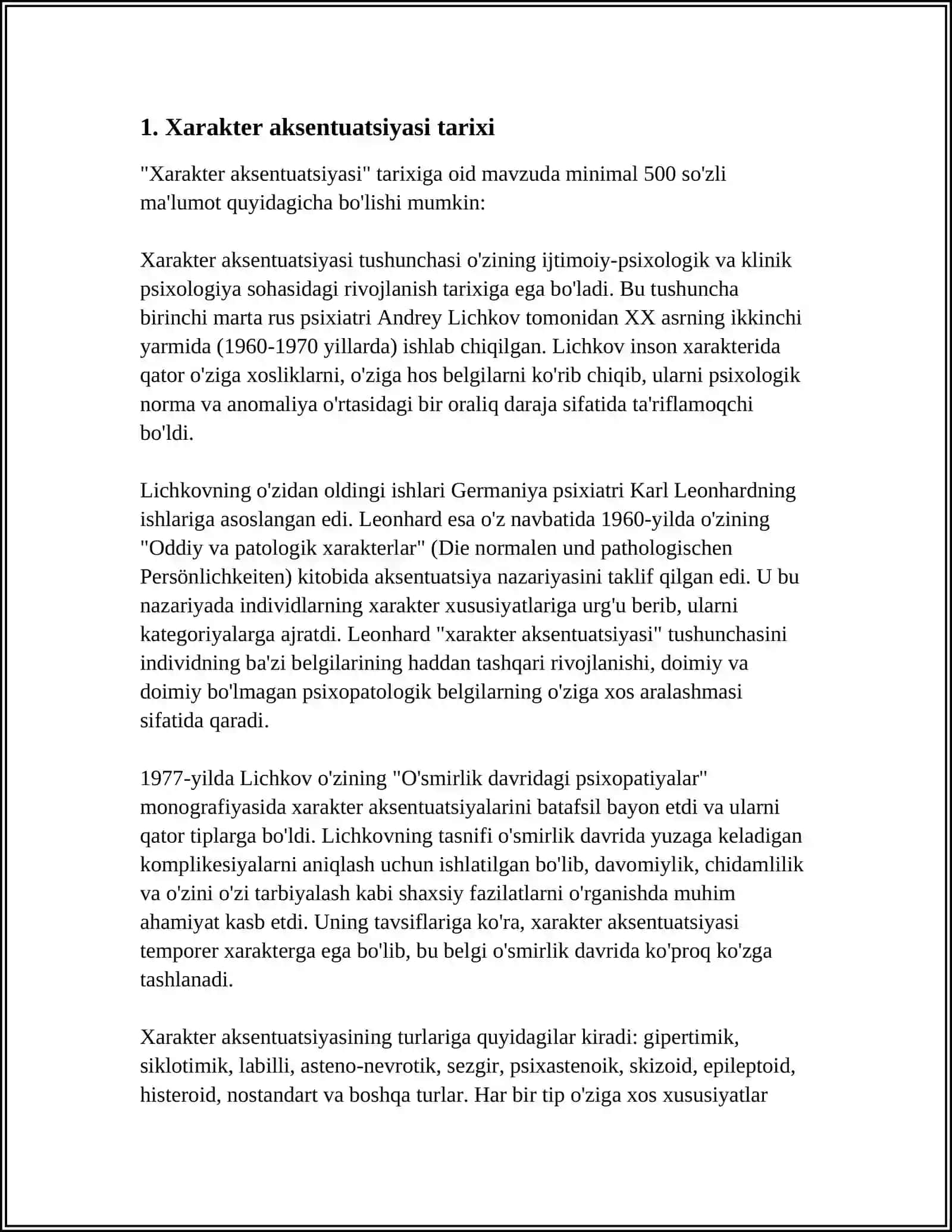 XARAKTER AKSENTUATSIYASINI O'RGANISH 3
