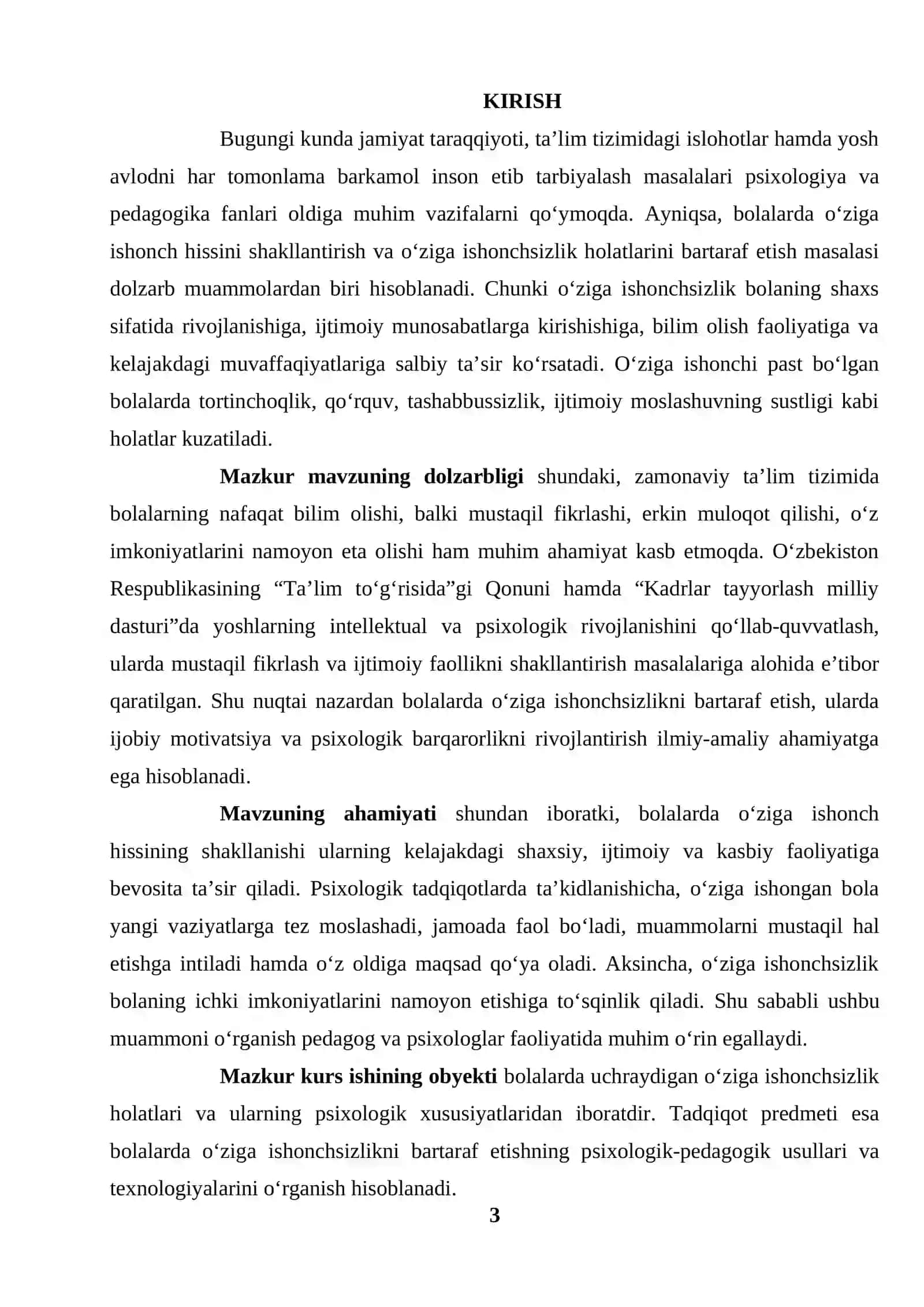 Bolalarda o'ziga ishonchsizlikni bartaraf etish usullari 3