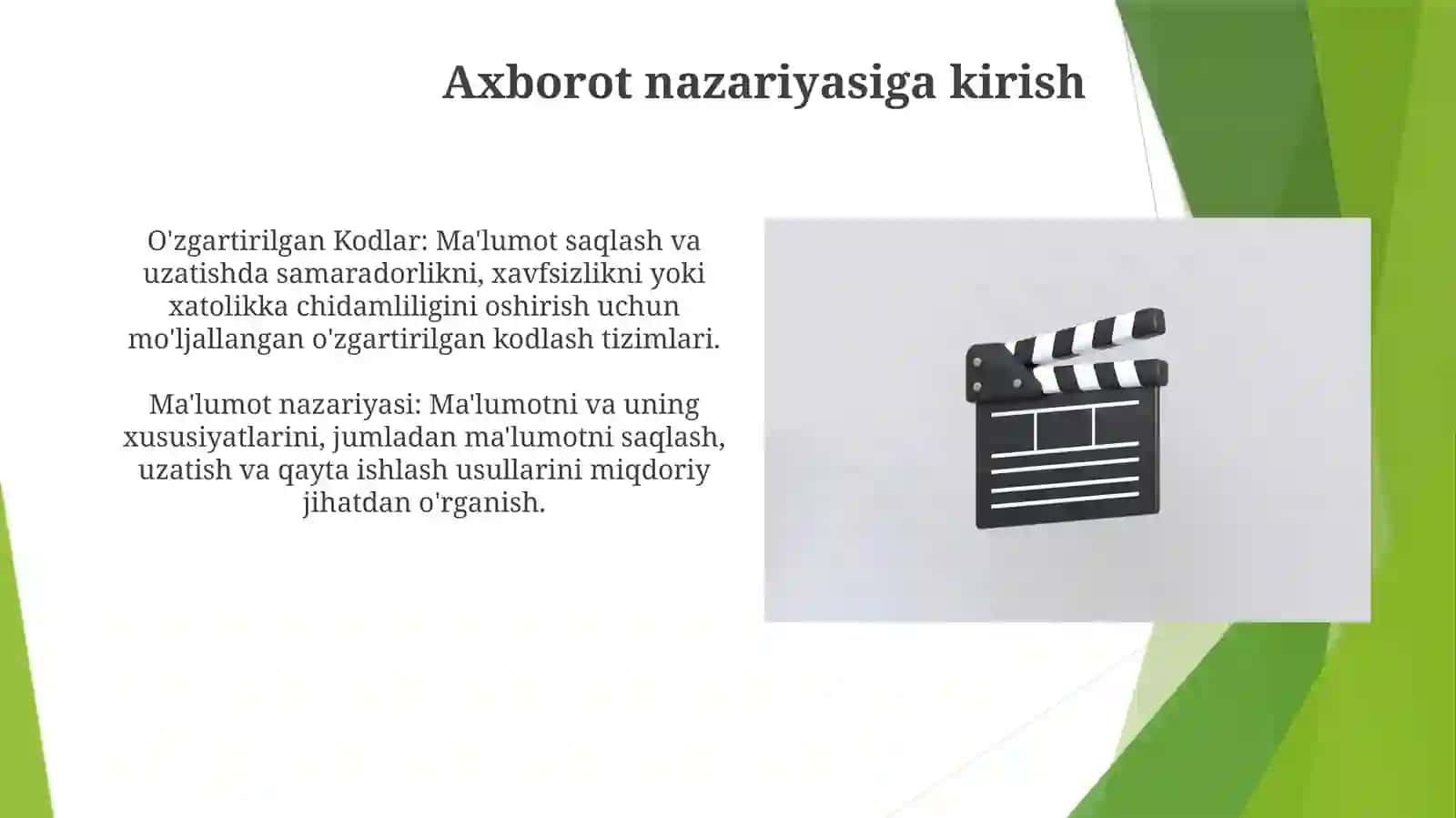 Axborotlarning toʻgʻriteskari toʻldiruvchivamodifikatsiyalashgan kodlari 3