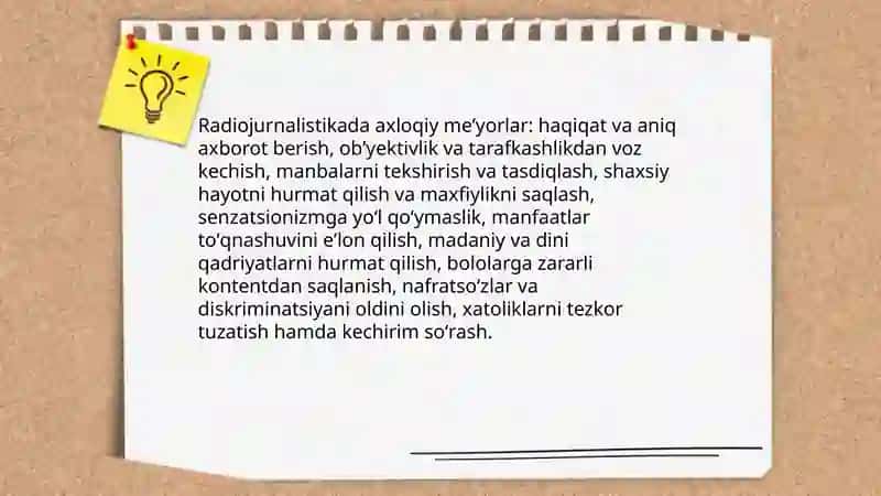 Radiojurnalistikada kasb meʼyorlari 3