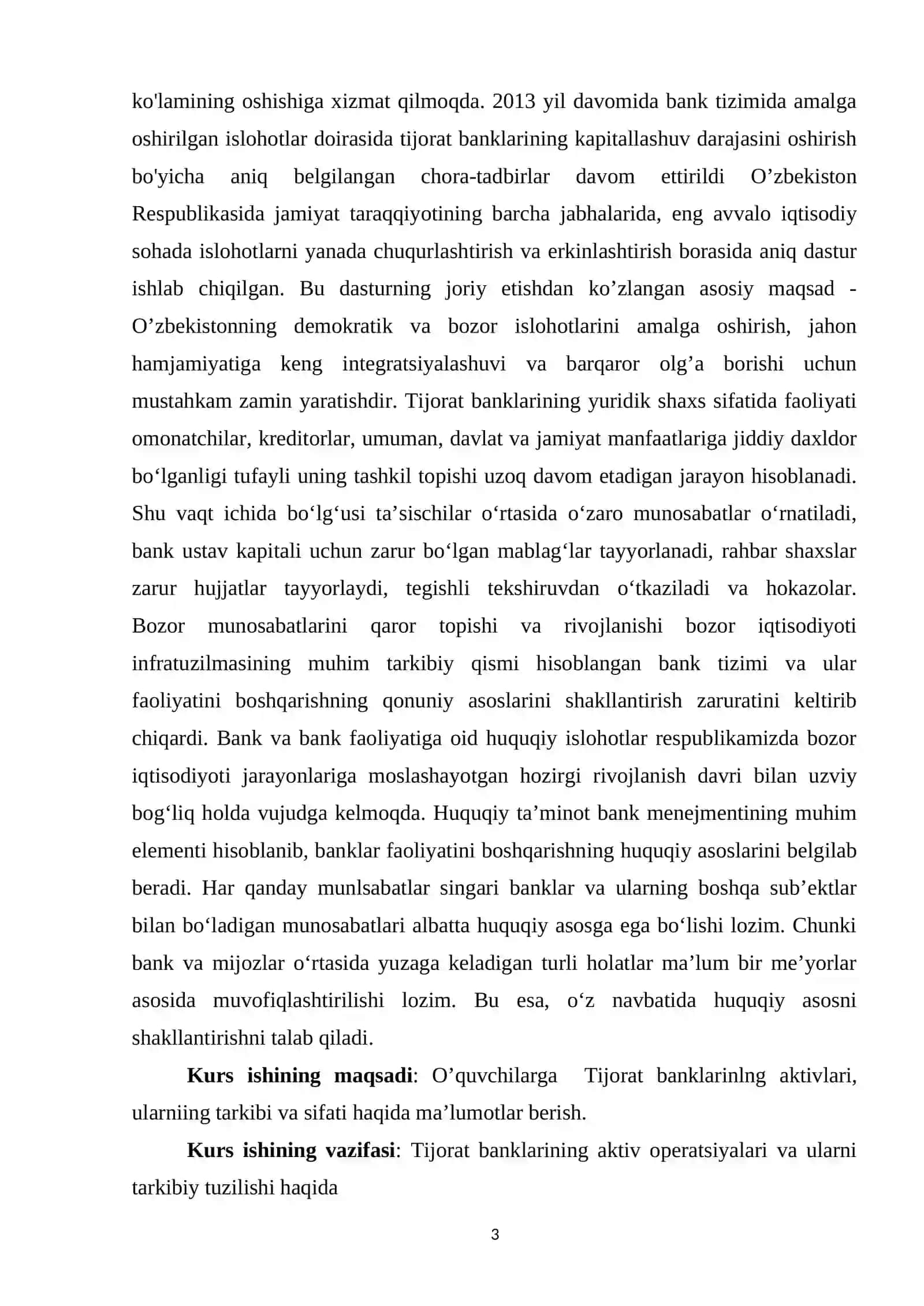 Tijorat banklarning aktivlari va ularni boshqarish 3
