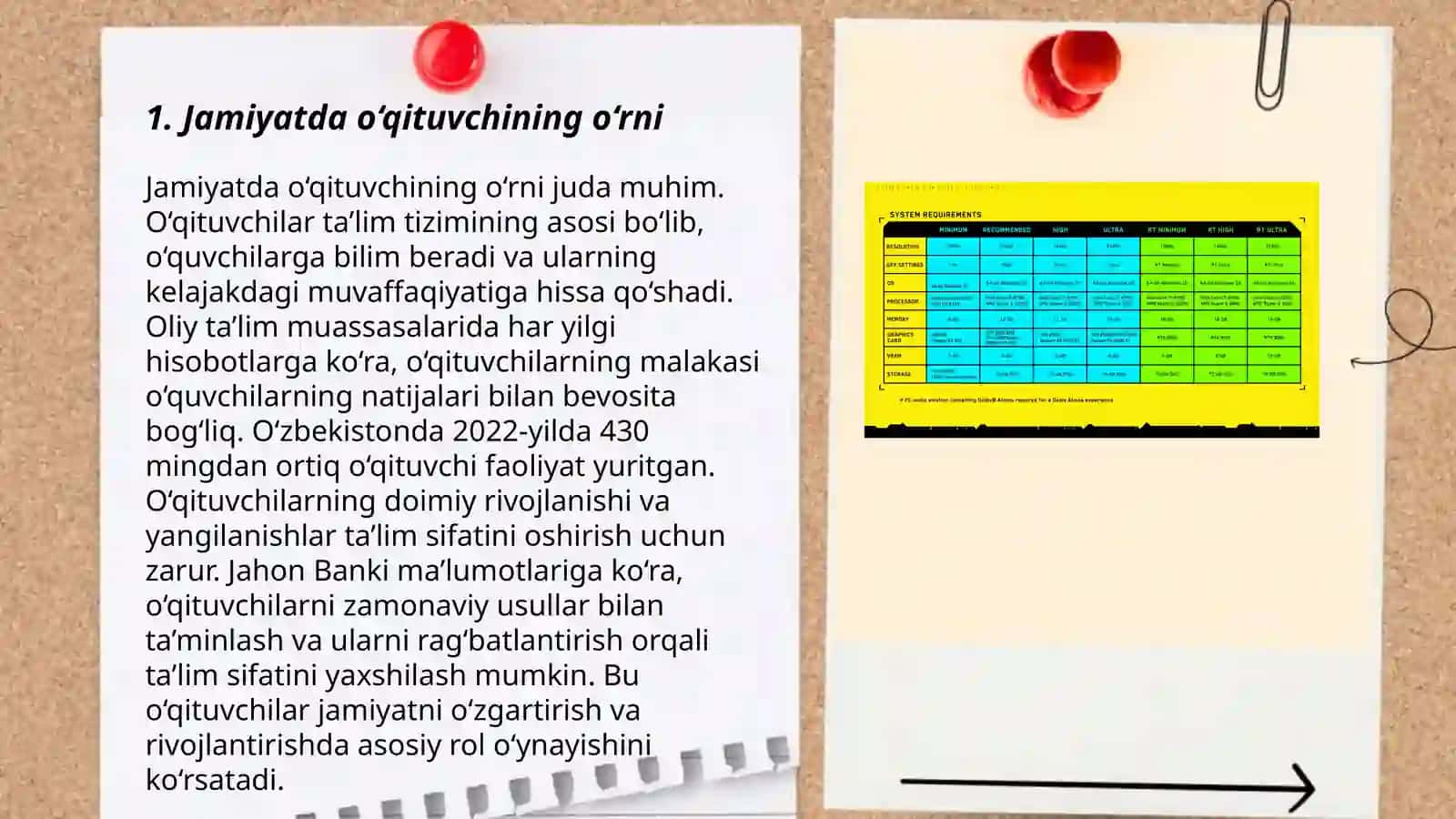 Jamyatda òqituvchini tutgan òrni va uning vazifalari.Òqituvchiga shaxsiga qòyiladigan talablar. Òqituvchining kasbiga xos hislatlar. Bolalar jamoasi va uning tarbiyaviy imkonyatlar 3