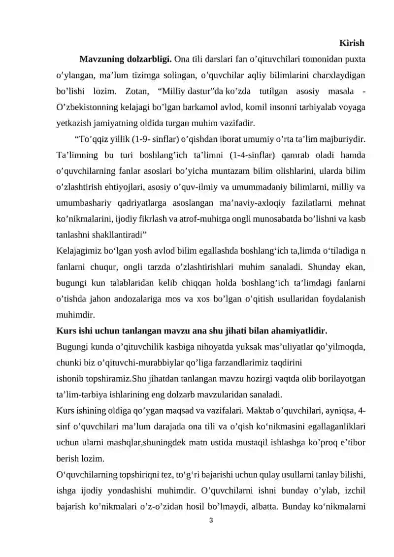 BOB.BOSHLANG’ICH SINF ONA TILI DARSLARIDA FE’L SO’Z TURKUMINI O’RGATISH METODIKASI VA SAMARALI YO’LLARI 3