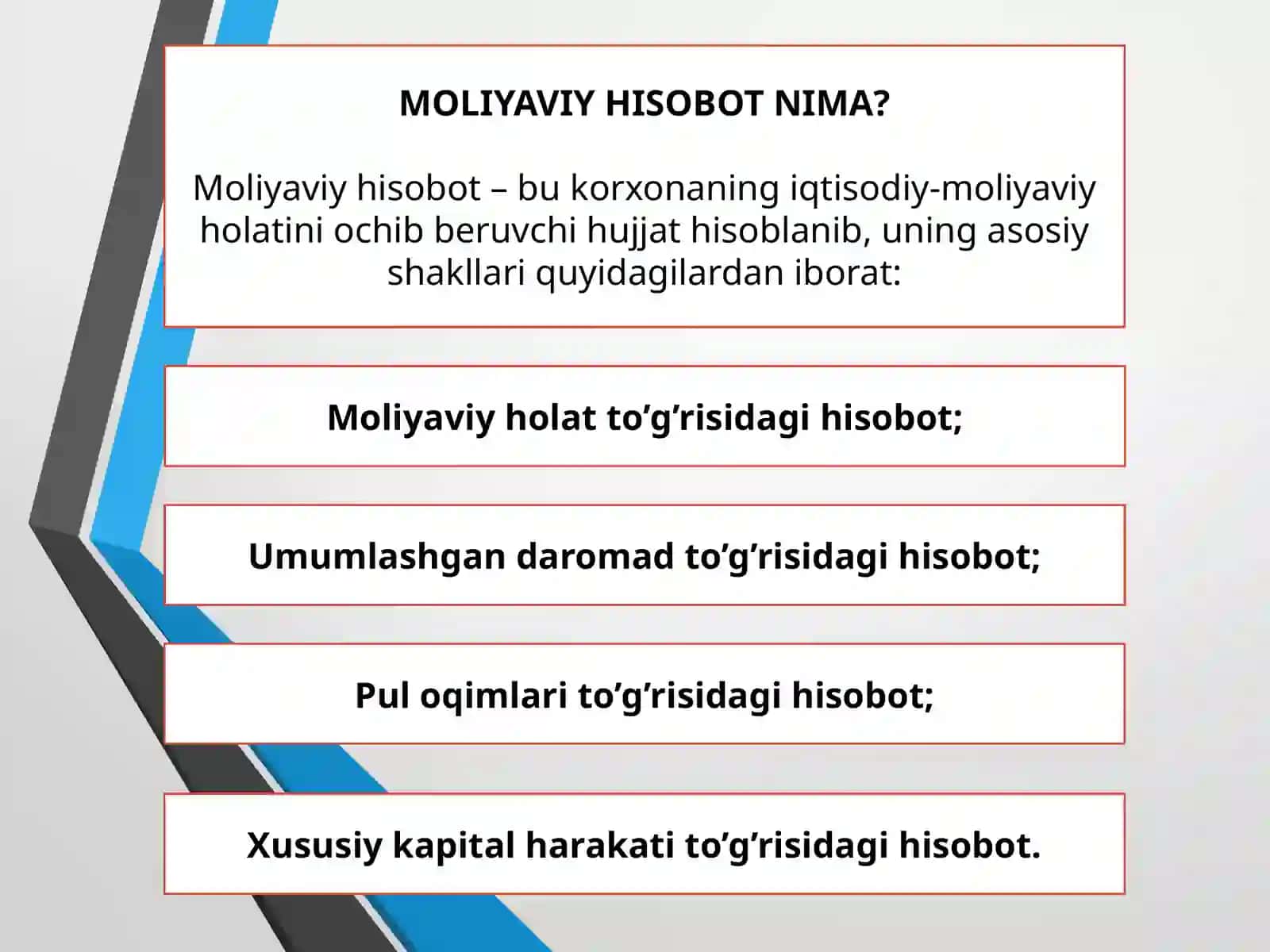 MOLIYAVIY HISOBOTLARNI TAQDIM ETISH 3