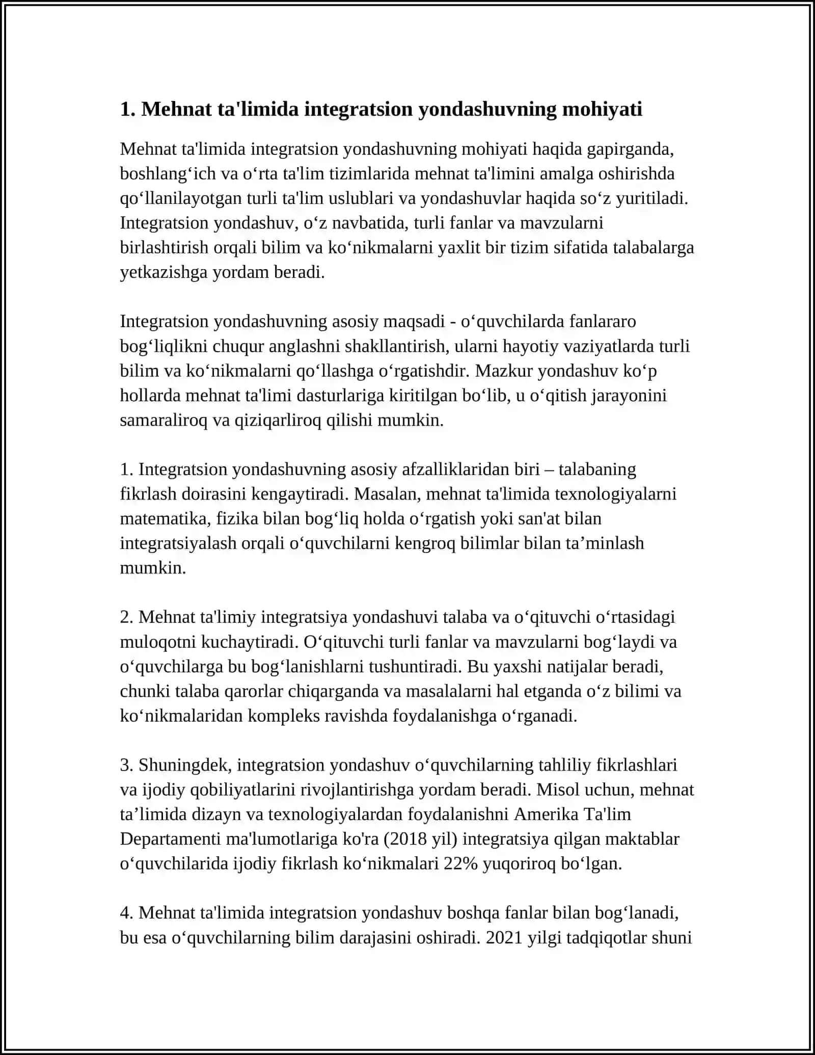 MEHNAT TA'LIMI DARSLARIGA INTEGRATSION YONDASHUV 3