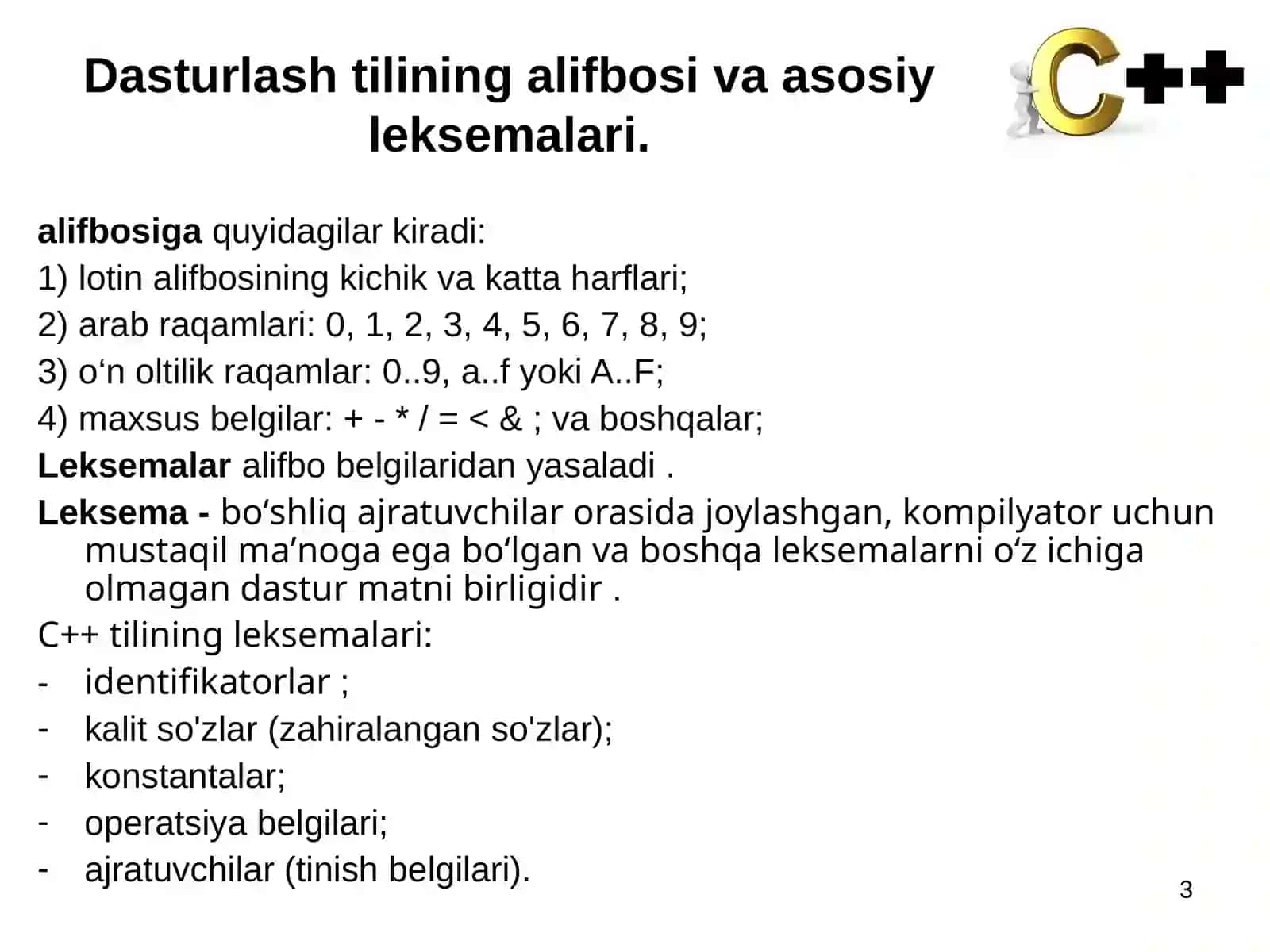 C++ dasturlash tili haqida malumot 3