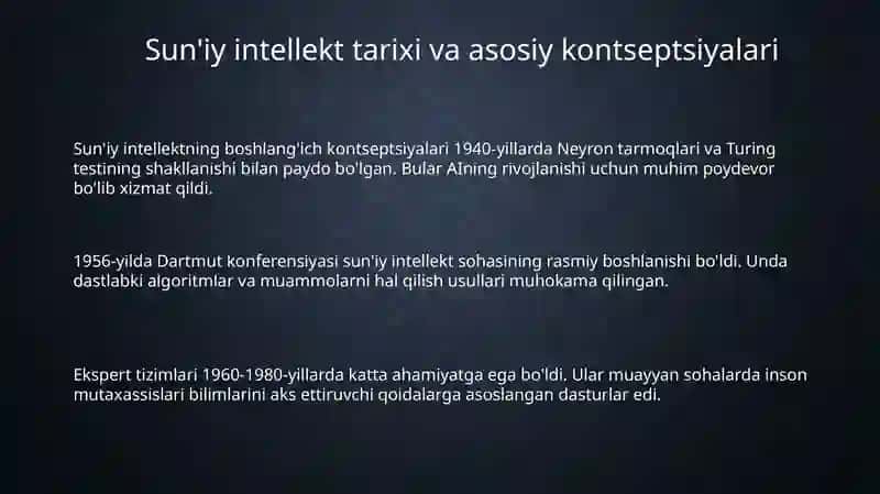 Suniy intelekt kurslari mazmuni va tarixi 3