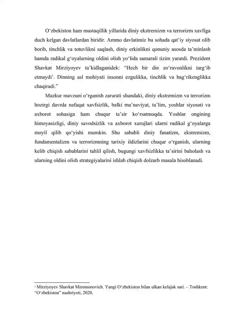 Diniy fanatizm, ekstremizm, fundamentalizm, terrorizmning tarixi va ularning hozirgi davrda xavfsizlikka tahdidi 3