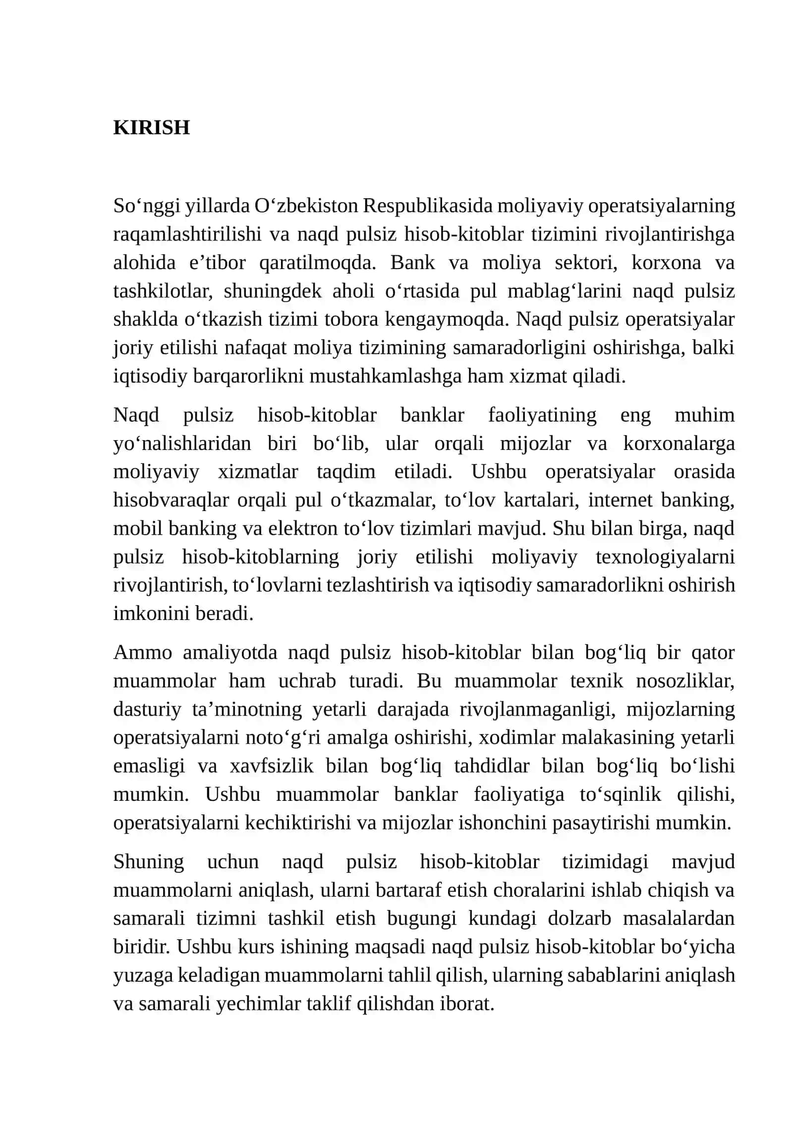 Naqd Pulsiz Hisob-kitoblar bo'yicha muammolar va ularni bartaraf etish yo'llari 3