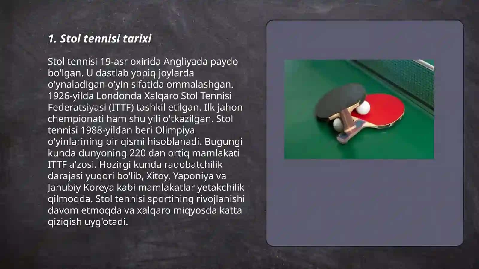 Stol tennis tarixi va qoidalari 3