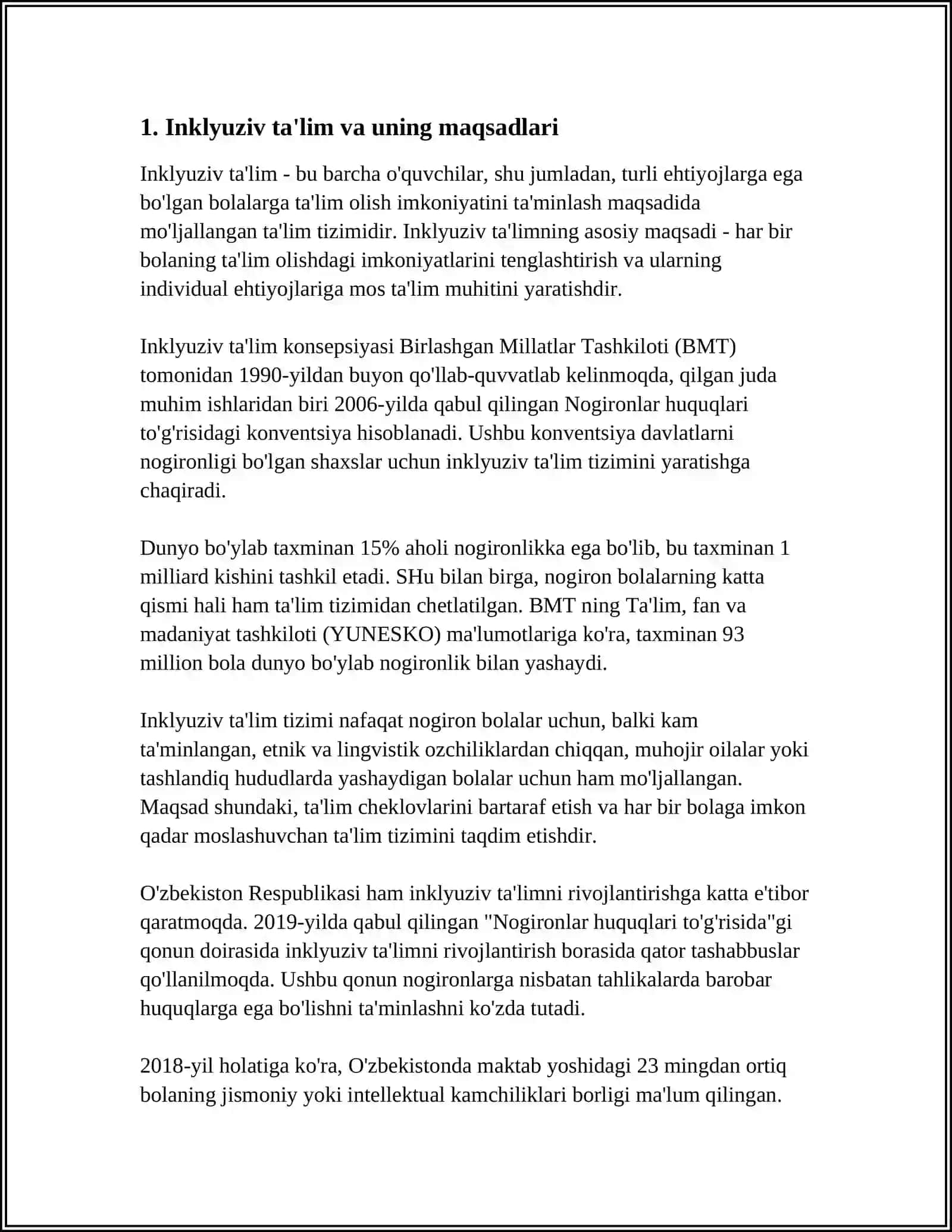 INKLYUZIV TALIMNING VAZIFALARI 3