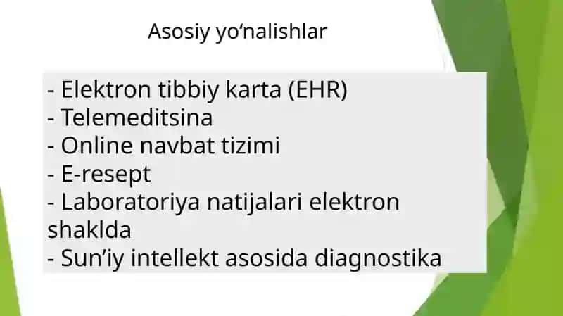 Tibbiyotni raqamlashtirish. Zamonaviy axborot texnologiyalarining tibbiyotda qoʻllanilishi 3