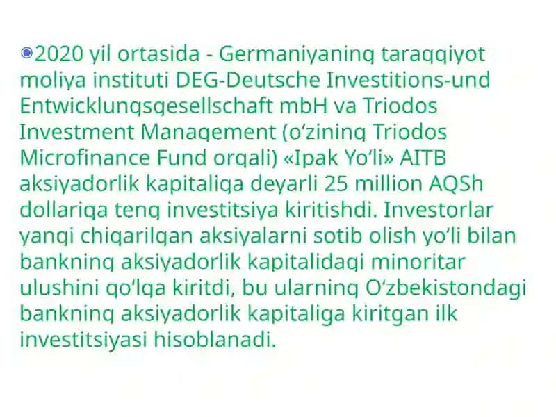 "Ipak Yo'li" aksiyadorlik innovatsiya tijorat banki 3